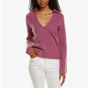 NWT Vince Pink V-Neck Collared Women's Sweater Size Large